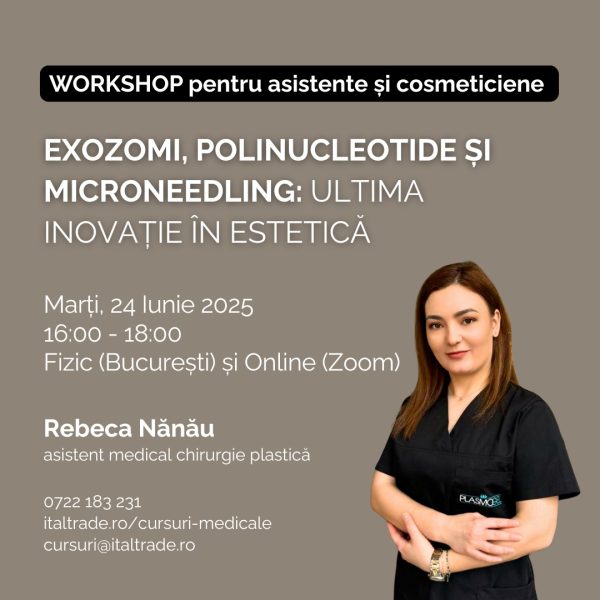 Workshop pentru asistente și cosmeticiene: Exozomi, polinucleotide și microneedling. Ultima inovație în estetică.